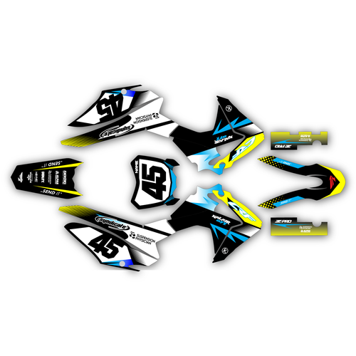 honda crf125f graphics kit 2013-2018 division series yellow