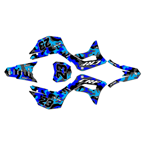 honda crf125f graphics kit 2019-2026 invasion series blue