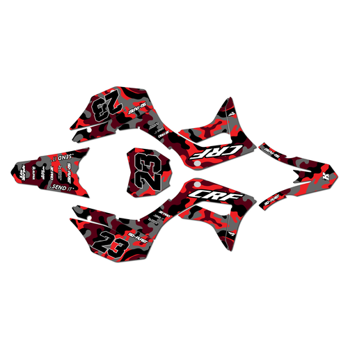 honda crf125f graphics kit 2019-2026 invasion series red