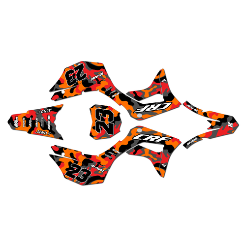 honda crf125f graphics kit 2019-2026 invasion series orange