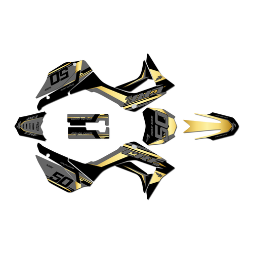 honda crf110f graphics kit 2019-2026 evo series gold