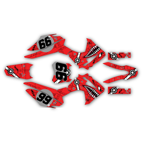 honda crf125f graphics kit 2013-2018 predator series red