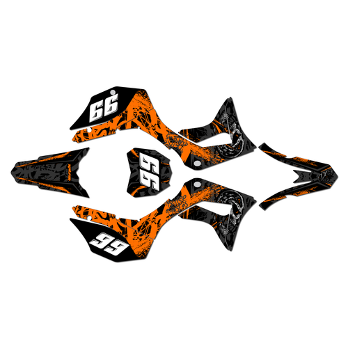 honda crf125f graphics kit 2019-2026 revolt series orange