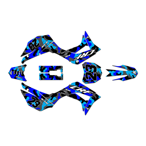 honda crf110f graphics kit 2019-2026 invasion series blue
