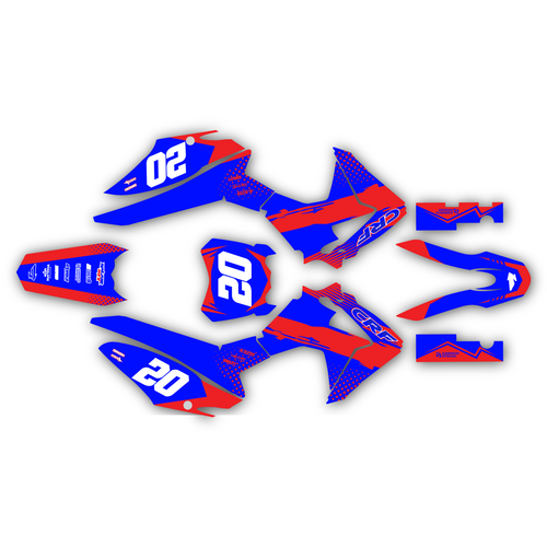 honda crf125f graphics kit 2013-2018 spear series blue-red