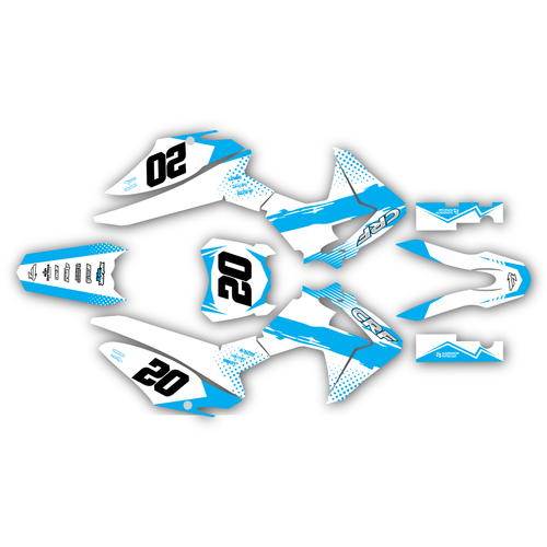 honda crf125f graphics kit 2013-2018 spear series cyan
