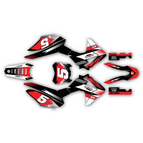 honda crf125f graphics kit 2013-2018 turbo series red