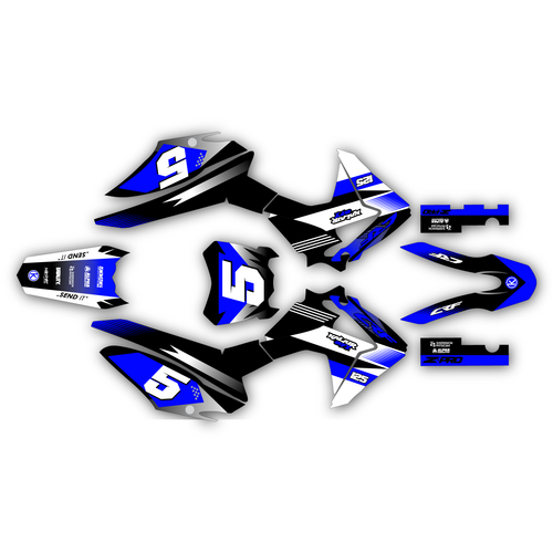 honda crf125f graphics kit 2013-2018 turbo series blue