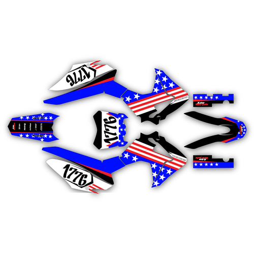 honda crf125f graphics kit 2013-2018 usa series blue