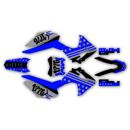honda crf125f graphics kit 2013-2018 usa series blue-shift