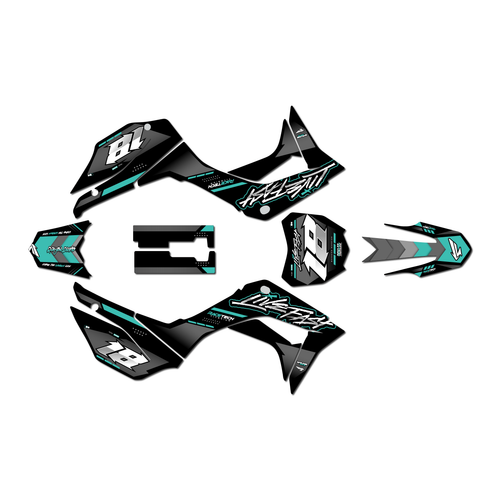 honda crf110f graphics kit 2019-2026 rebel series teal