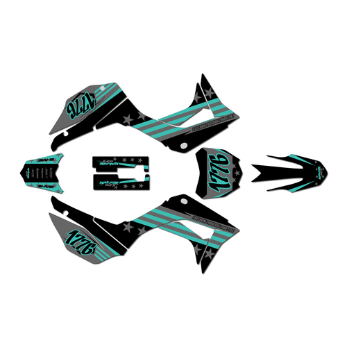 honda crf110f graphics kit 2019-2026 usa series teal