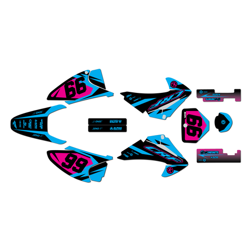 honda crf150f graphics kit 2003-2007 division series magentacyan