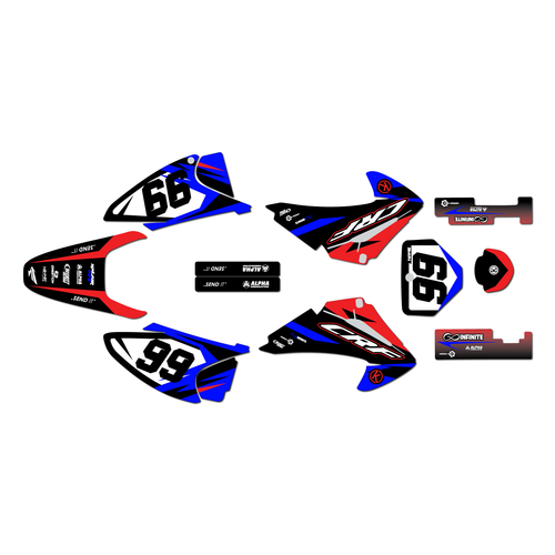 honda crf230f graphics kit 2003-2007 division series bluered
