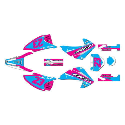 honda crf150f graphics kit 2003-2007 evader series cyan-magenta