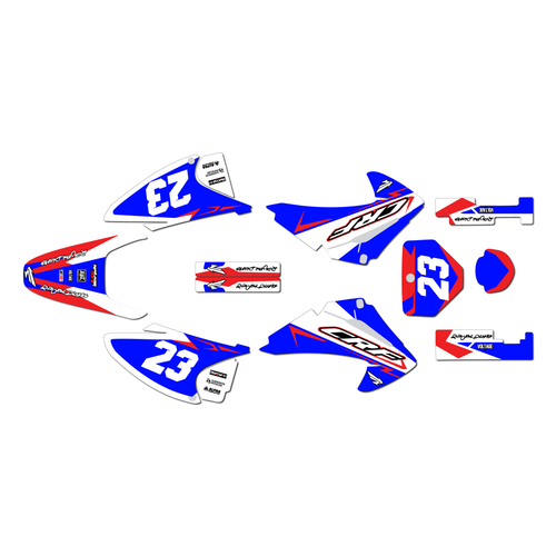 honda crf230f graphics kit 2003-2007 evader series red-blue