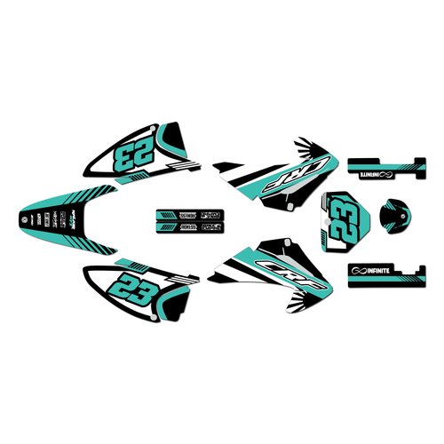 honda crf150f graphics kit 2003-2007 fh series teal