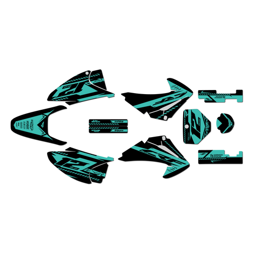 honda crf150f graphics kit 2003-2007 lethal series teal-shift