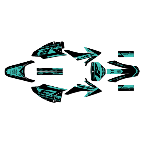honda crf150f graphics kit 2008-2014 lethal series teal-shift
