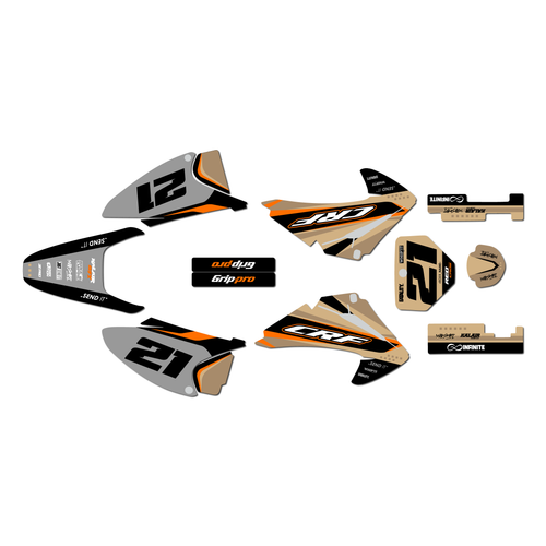 honda crf230f graphics kit 2003-2007 og series tan
