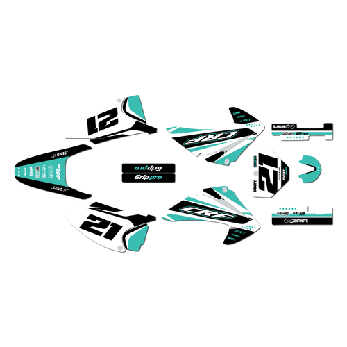 honda crf230f graphics kit 2003-2007 og series teal