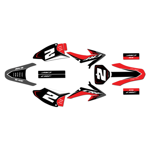 honda crf150f graphics kit 2008-2014 lightning series red