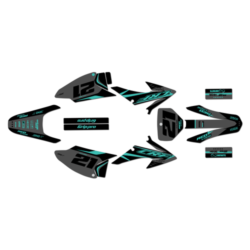 honda crf150f graphics kit 2008-2014 og series teal-shift
