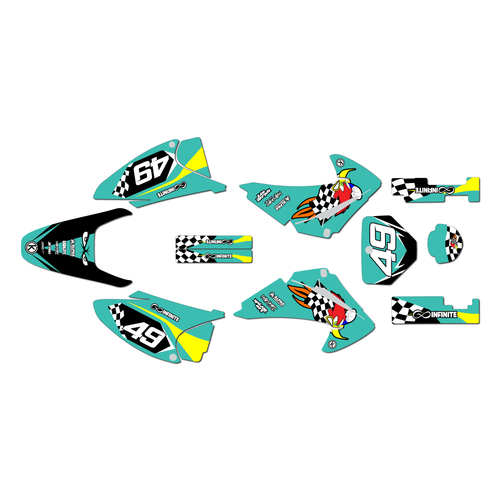 honda crf230f graphics kit 2003-2007 pecker series teal
