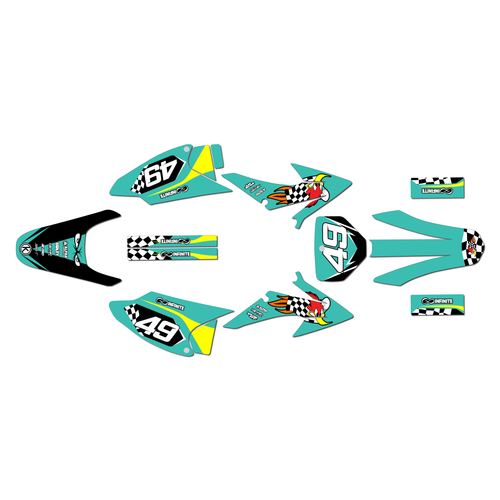 honda crf150f graphics kit 2008-2014 pecker series teal
