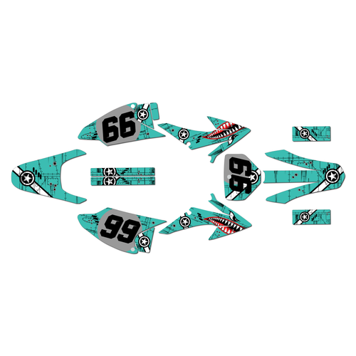honda crf150f graphics kit 2008-2014 predator series teal