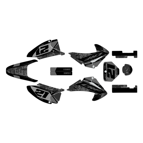 honda crf150f graphics kit 2003-2007 semper series smoke