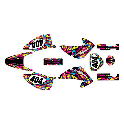 honda crf150f graphics kit 2003-2007 shatter series cyan-magenta