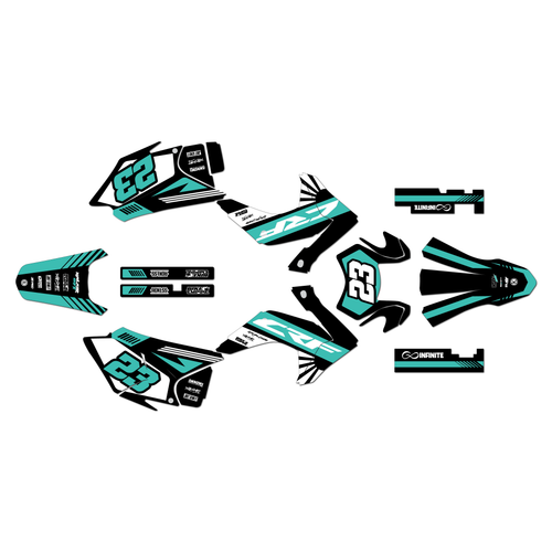 honda crf230f graphics kit 2015-2020 fh series teal