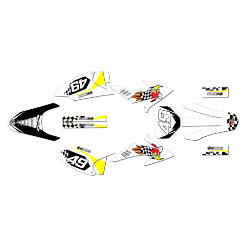 honda crf230f graphics kit 2008-2014 pecker series white