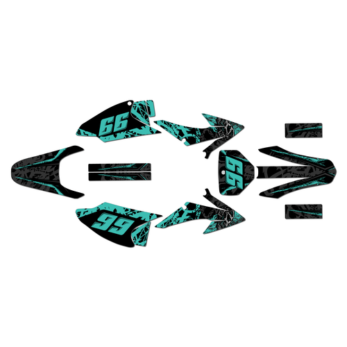 honda crf230f graphics kit 2008-2014 revolt series teal