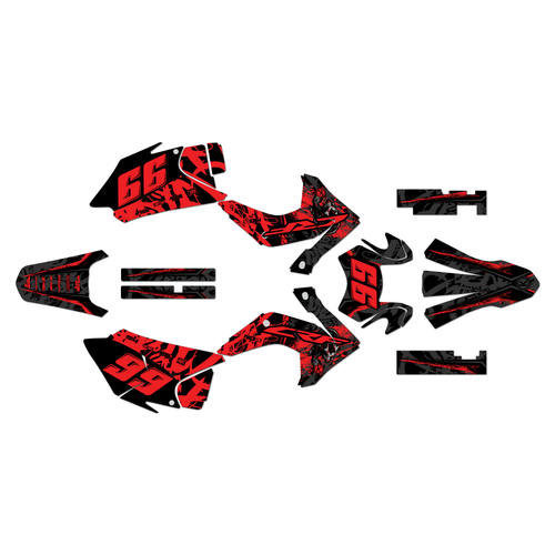 honda crf230f graphics kit 2015-2020 revolt series red