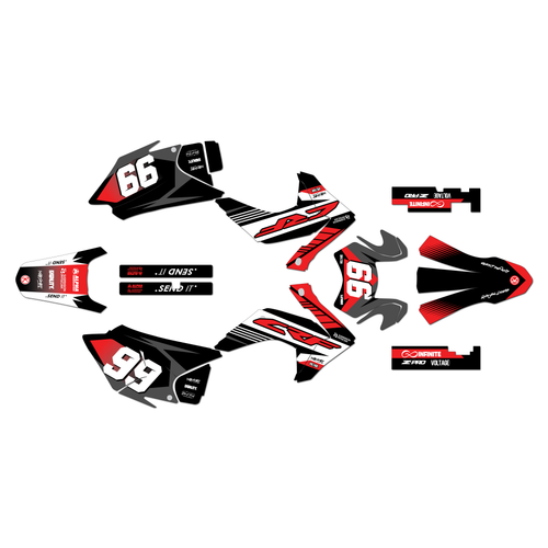 honda crf230f graphics kit 2015-2020 turbo series red