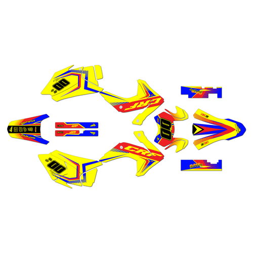 honda crf150f graphics kit 2015-2020 unit series yellow
