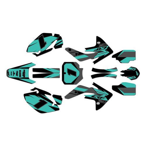 honda crf150r graphics kit 2007-2026 blazing series teal-shiift
