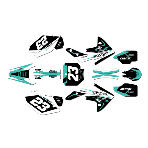honda crf150r graphics kit 2007-2026 evader series teal