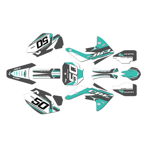 honda crf150r graphics kit 2007-2026 evo series teal