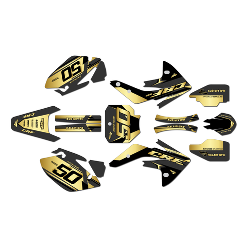 honda crf150r graphics kit 2007-2026 evo series gold