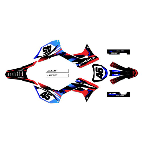 honda crf250f graphics kit 2019-2025 division series red