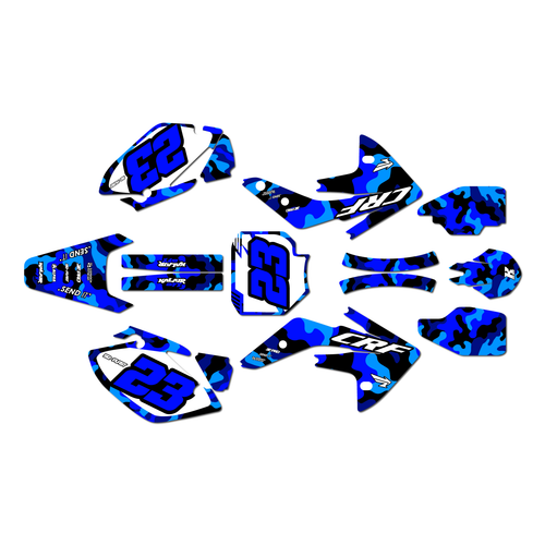 honda crf150r graphics kit 2007-2026 invasion series blue