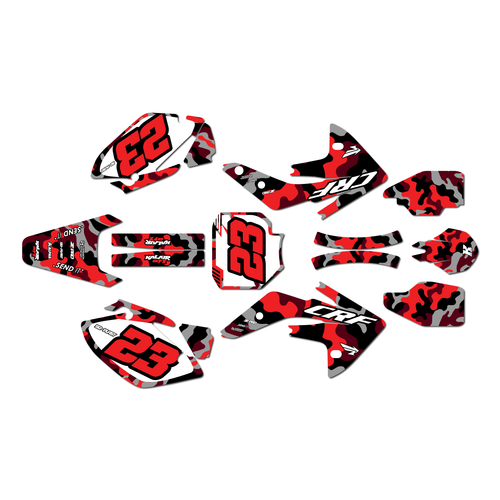 honda crf150r graphics kit 2007-2026 invasion series red
