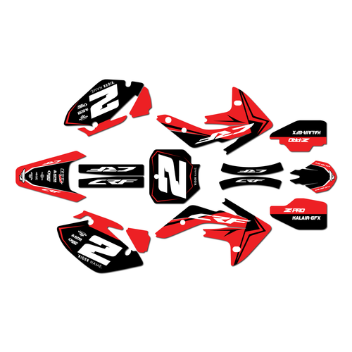 honda crf150r graphics kit 2007-2026 lightning series red