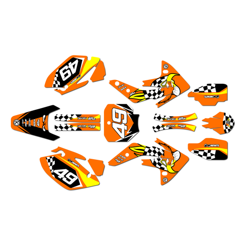 honda crf150r graphics kit 2007-2026 pecker series orange