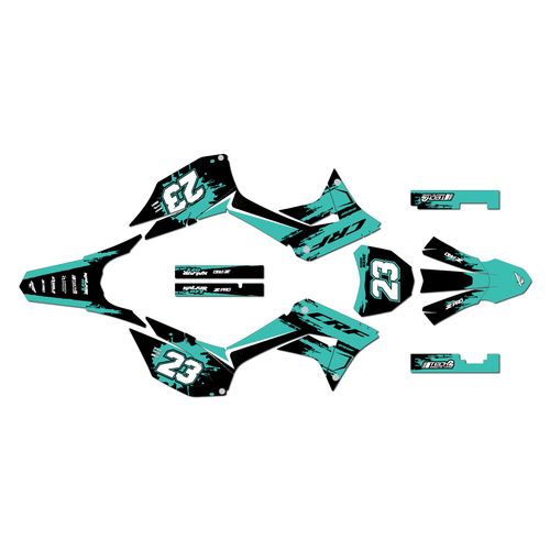 honda crf250f graphics kit 2019-2025 splash series teal