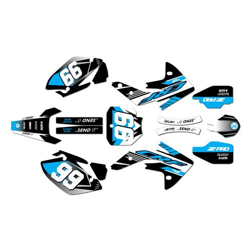 honda crf150r graphics kit 2007-2026 turbo series cyan