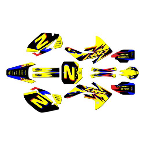 honda crf150r graphics kit 2007-2026 vision series blue-yellow